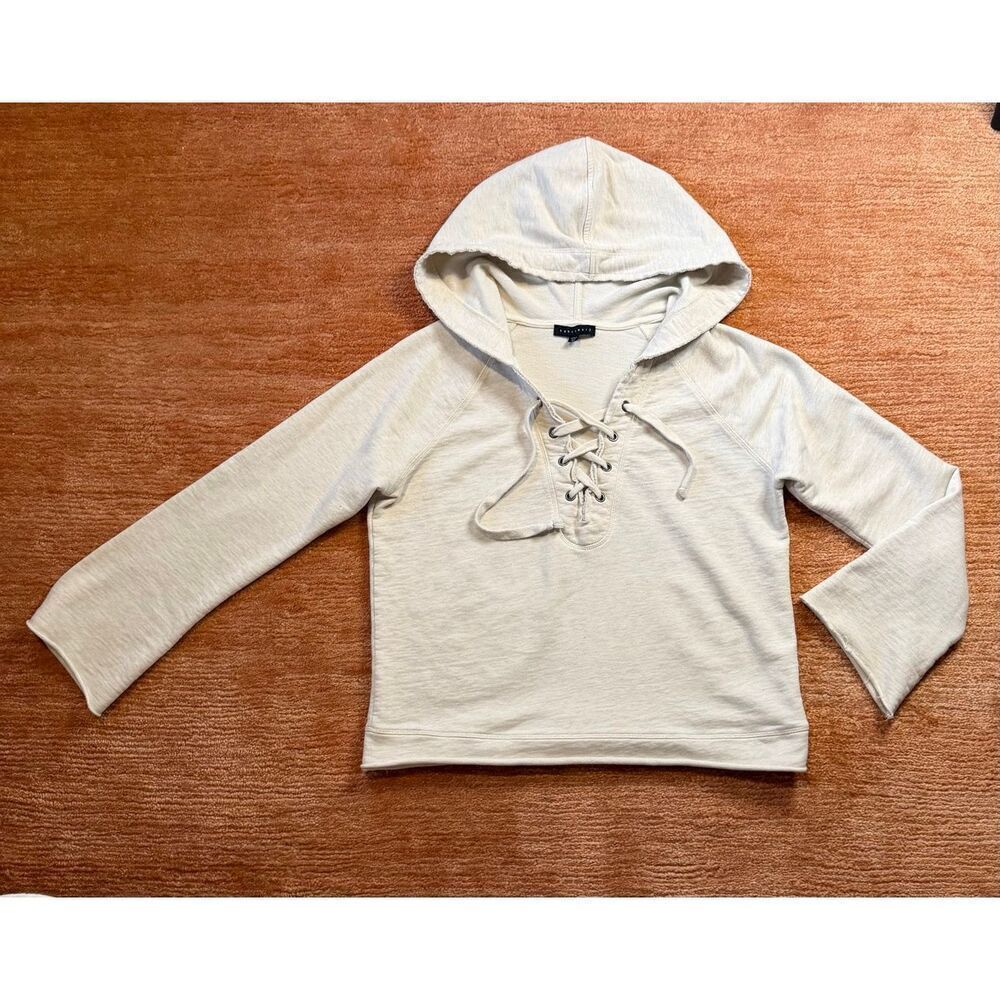 Sanctuary Cream Lace Up Hoodie Size M Cotton Casual Pullover